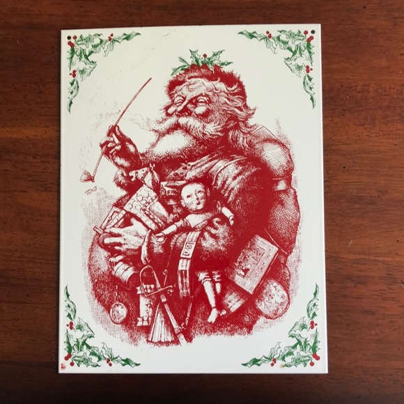 ANDE ROONEY Vintage Victorian Porcelain Enameled Santa Claus Sign - Picture 5 of 5